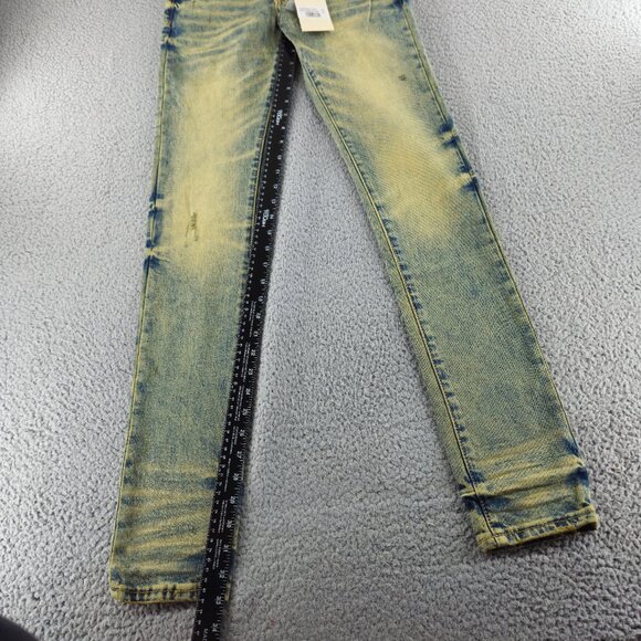 mnml X146 Stretch Denim Jeans Mens 28 Blue Distressed Slim Fit Stacked Skinny - Picture 10 of 16